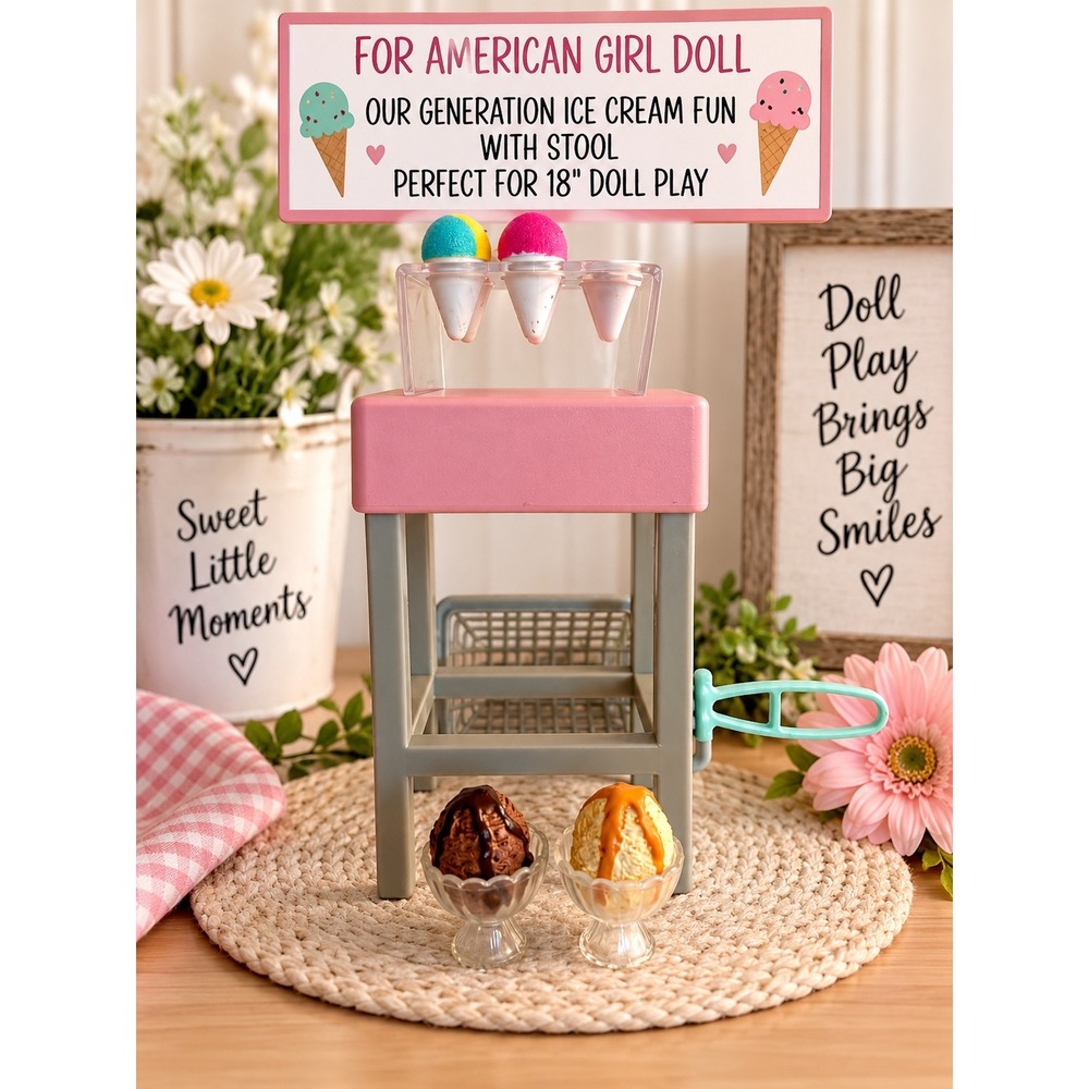 Our Generation Ice Cream Fun Stool Accessories for 18 Inch American Girl Dolls